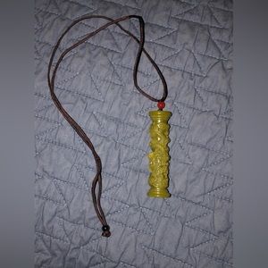 Jade Dragon column carved necklace